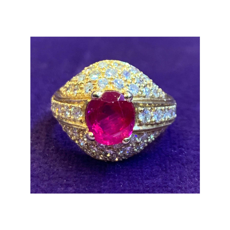 Certified Burmese Ruby & Diamond Men's Ring