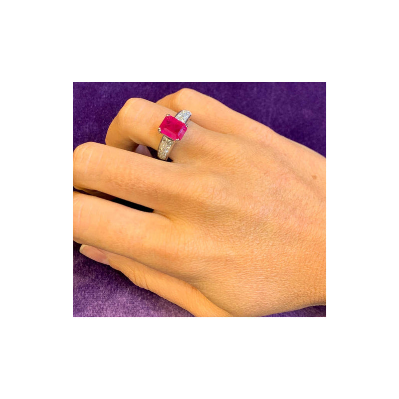 Certified Burmese Ruby & Diamond Solitaire Ring