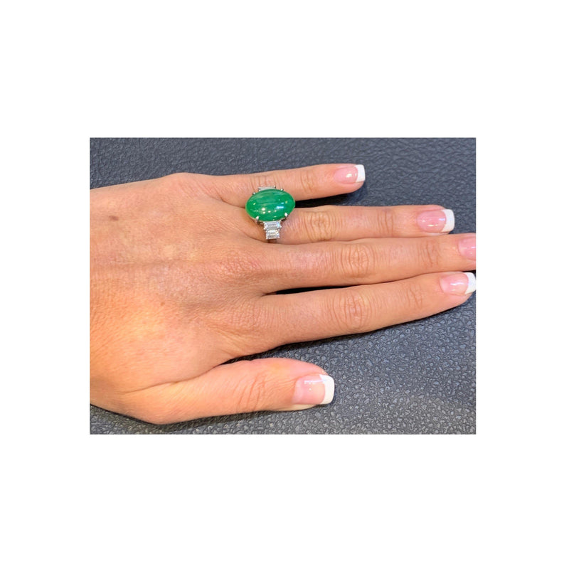 Certified Jadeite Jade and Diamond Solitaire Ring