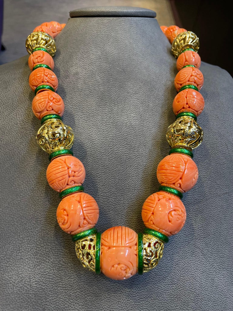David Webb Carved Coral Necklace