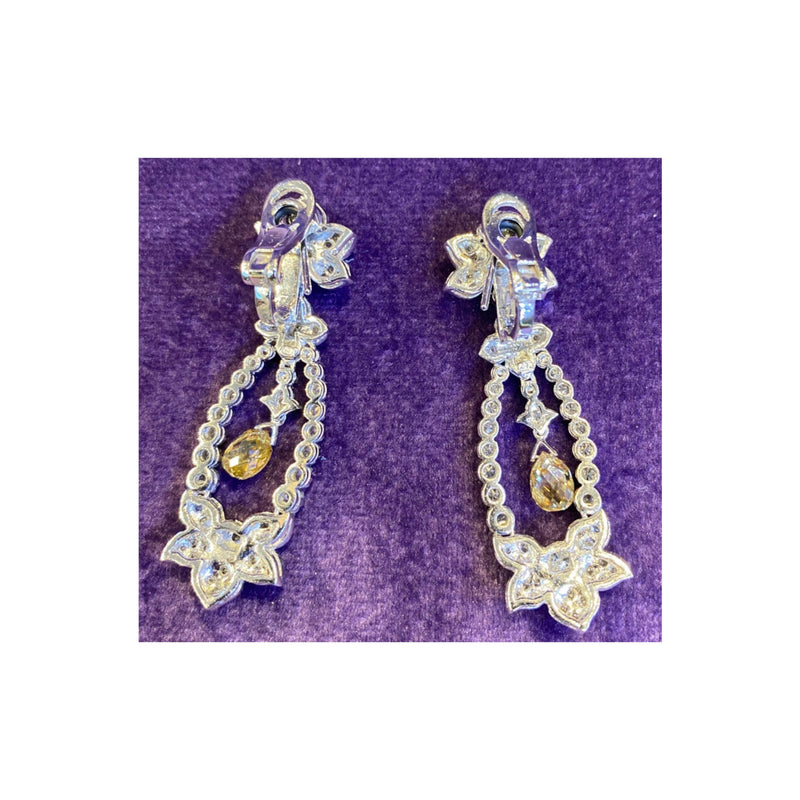 Briolette Diamond Flower Chandelier Earrings