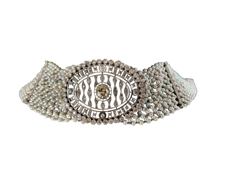 Diamond and Pearl Choker Necklace