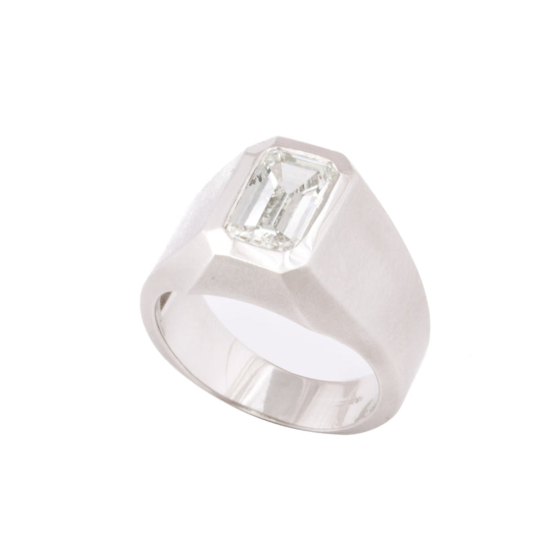 Men's Emerald Cut Diamond Solitaire Ring