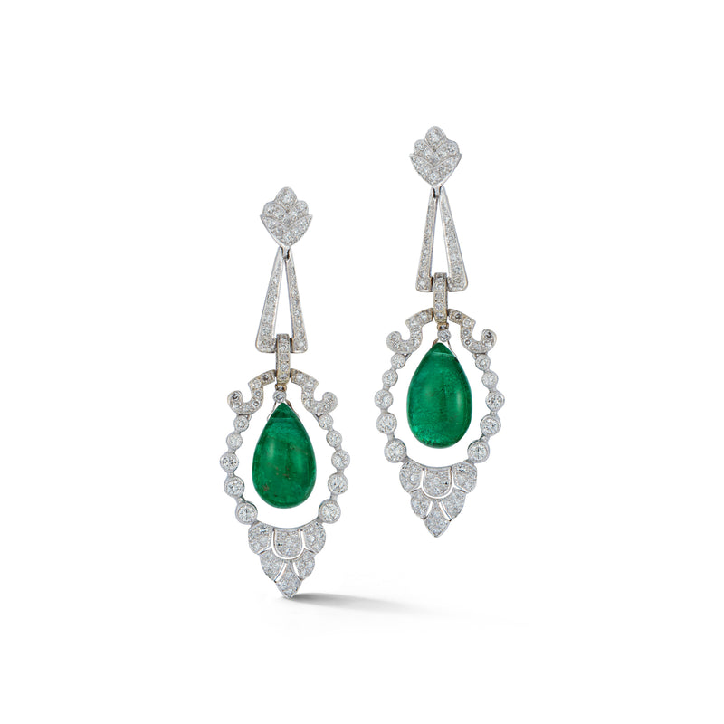 Emerald & Diamond Chandelier Dangle Earrings