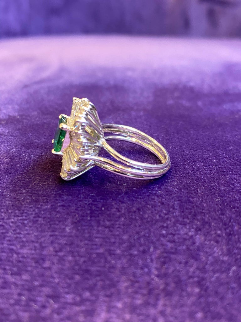 Emerald and Diamond Ballerina Cocktail Ring