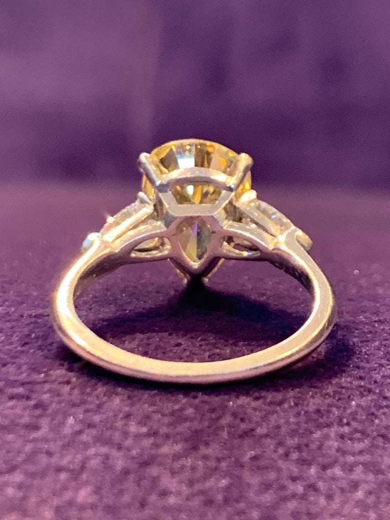 Fancy Deep Yellow Pear Shape Diamond Ring