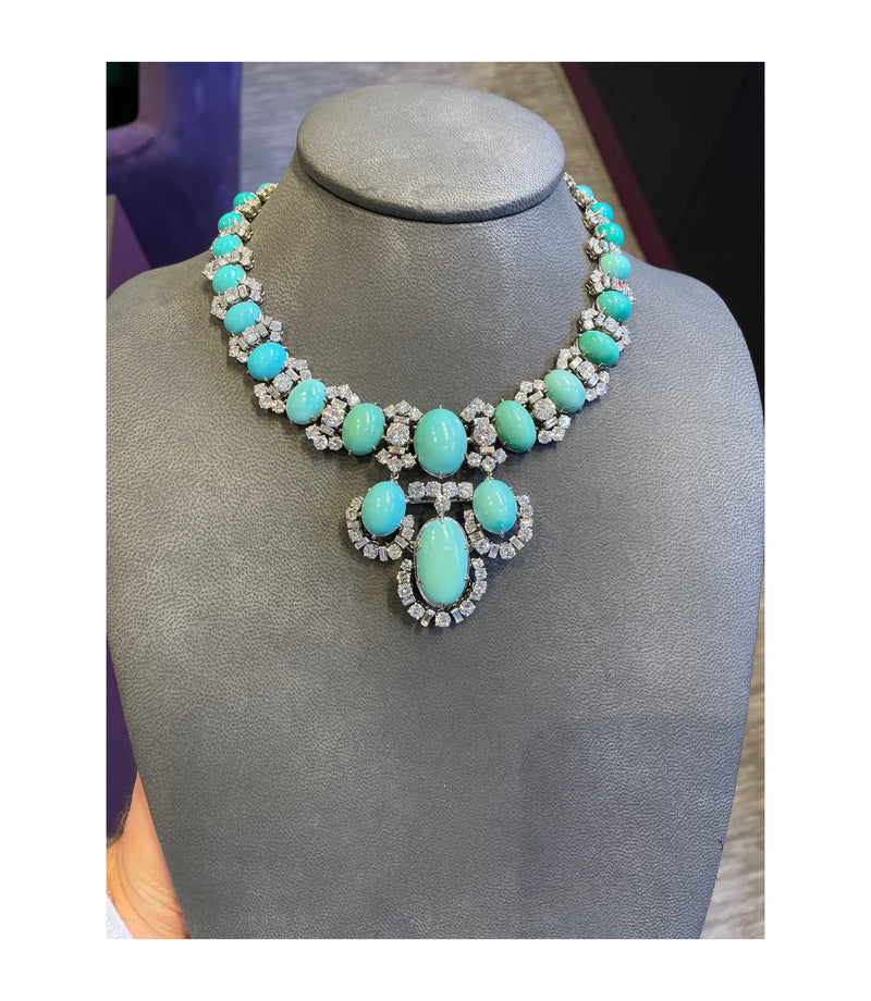Bvlgari Turquoise and Diamond Necklace and Earrings Set