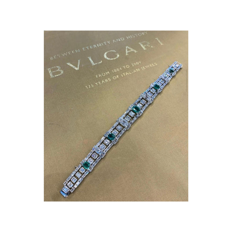 Important Bvlgari Diamond and Emerald Bracelet