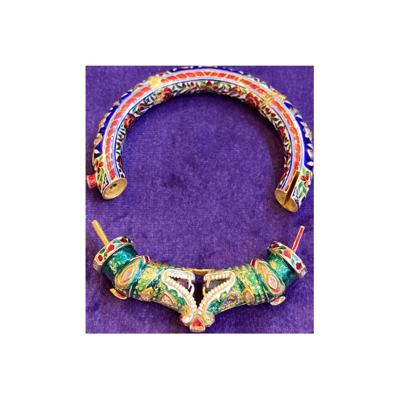 Indian Diamond and Enamel Bangle Bracelet
