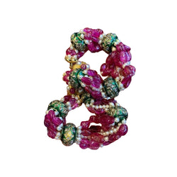 Antique Indian Pearl Enamel Burmese Ruby Necklace