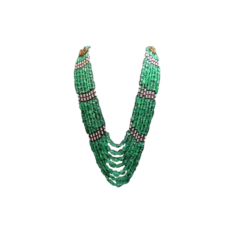 Indian Seven Strand Emerald Bead Necklace