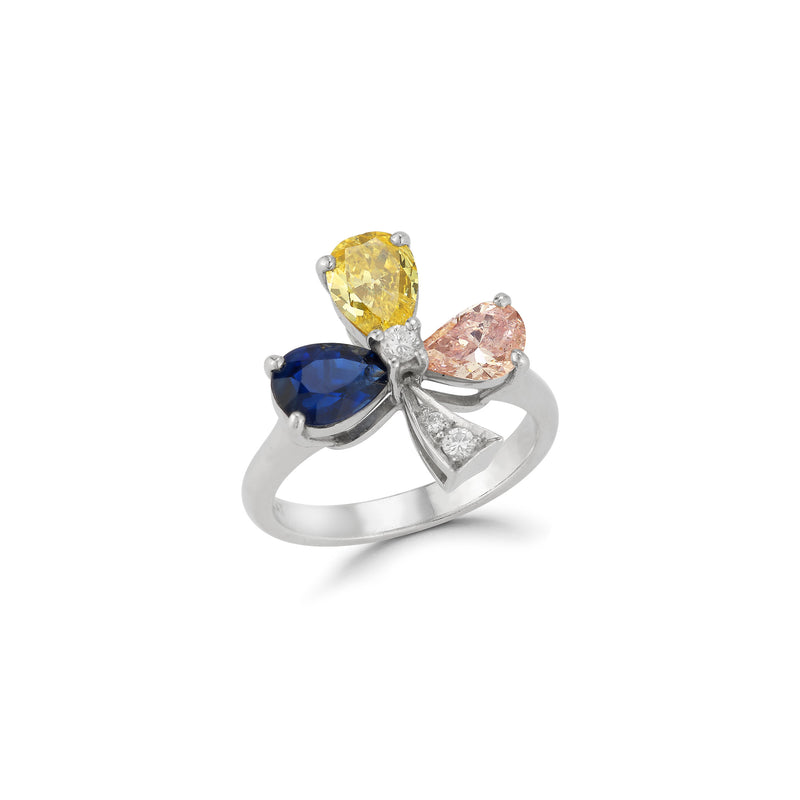 Multi Color Diamond & Sapphire Flower Ring