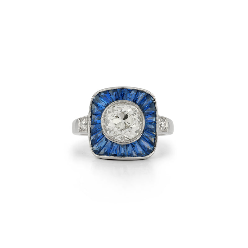 Old Mine Diamond & Sapphire Ring