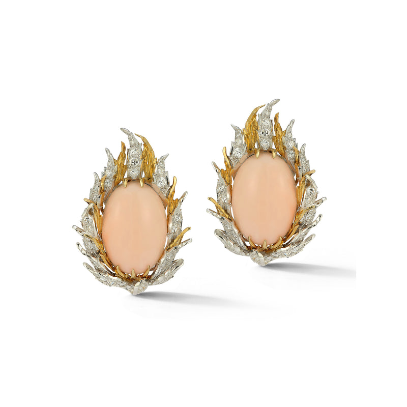 Buccellati Angel Skin Coral & Diamond Earrings