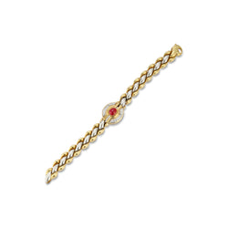 Men's Ruby and Diamond Yellow Gold Bracelet