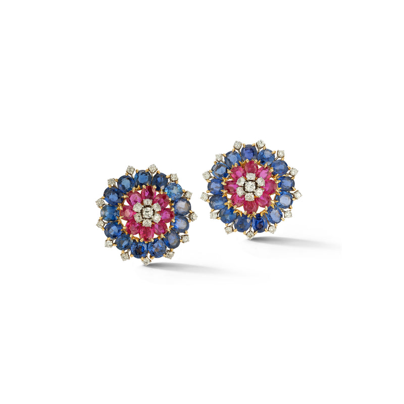 Van Cleef & Arpels Sapphire Ruby & Diamond Earrings