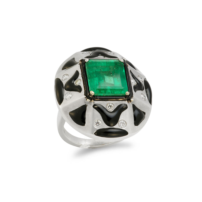Men's Emerald and Enamel Ring