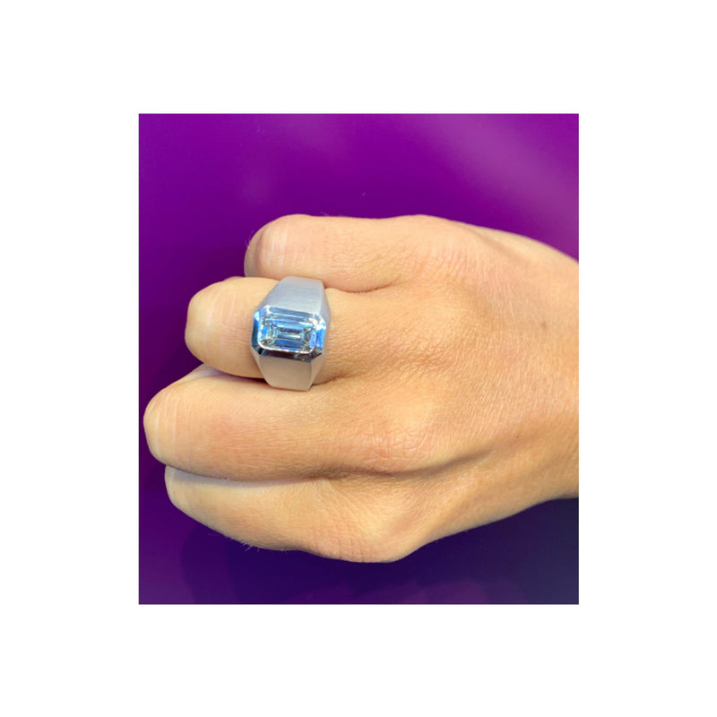Men's Emerald Cut Diamond Solitaire Ring