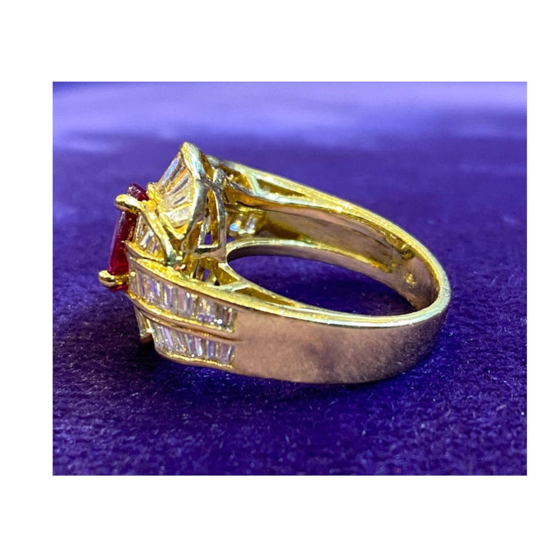 Oval Cut Ruby & Baguette Cut Diamonds Ring