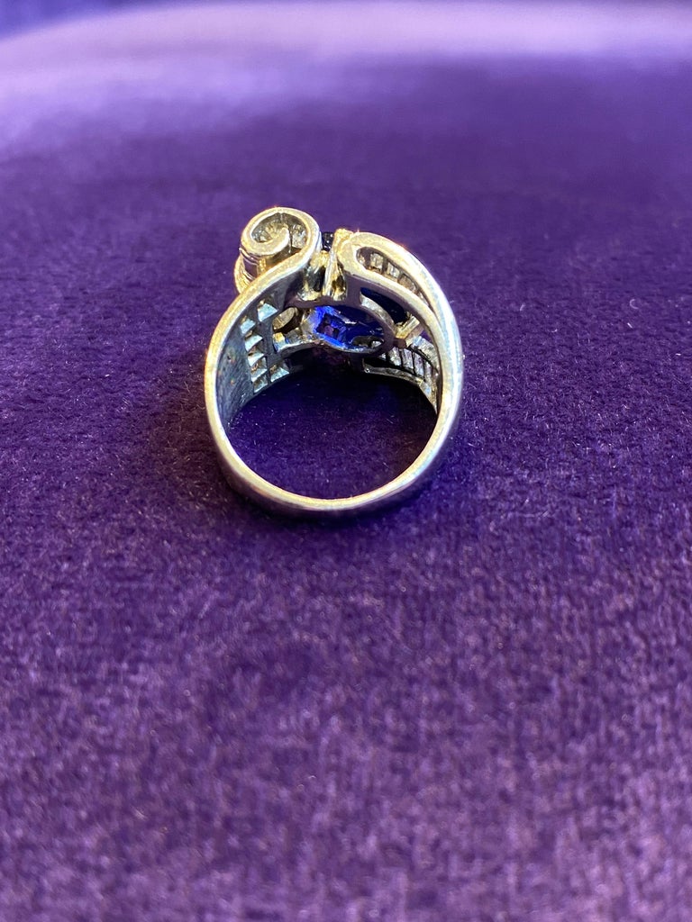 Oval Cut Sapphire & Baguette Diamond Ring