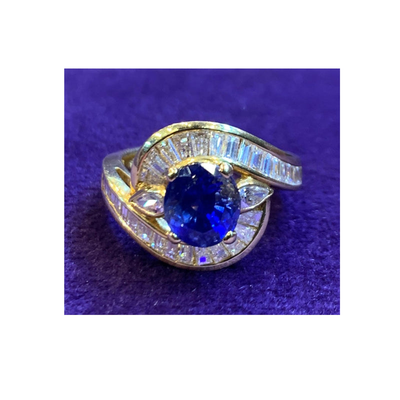 Oval Cut Sapphire & Diamond Cocktail Ring