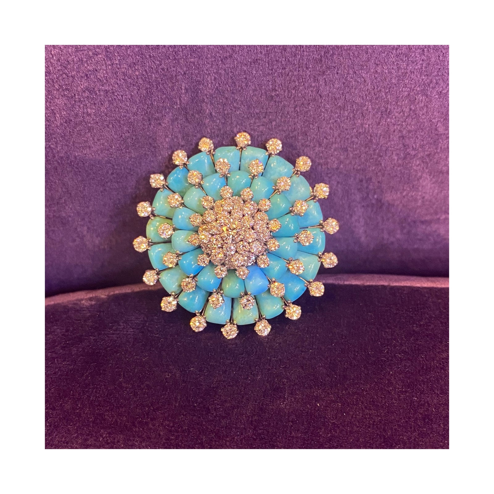 Van Cleef & Arpels Turquoise & Diamond Brooch – Joseph Saidian & Sons