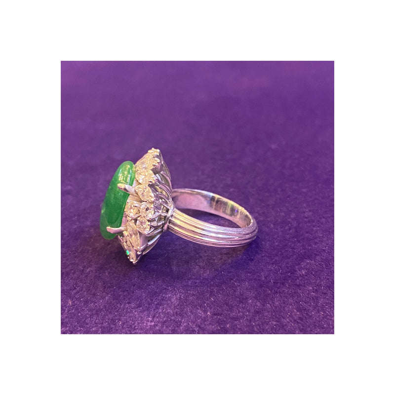 Certified Natural Jade & Diamond Cocktail Ring