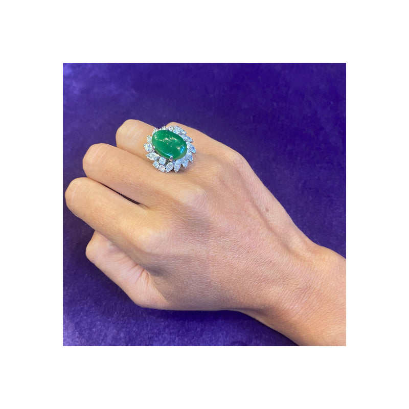 Certified Natural Jade & Diamond Cocktail Ring
