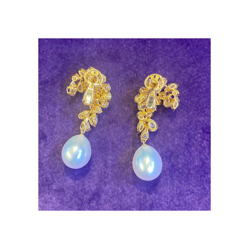 Boucheron Fancy Colored Diamond and Pearl Earrings