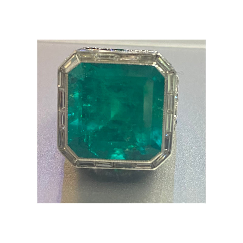 Men's Certified Colombian Emerald and Diamond Ring