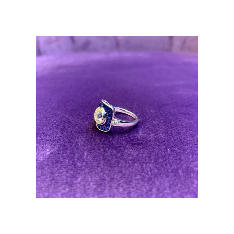 Old Mine Diamond & Sapphire Ring