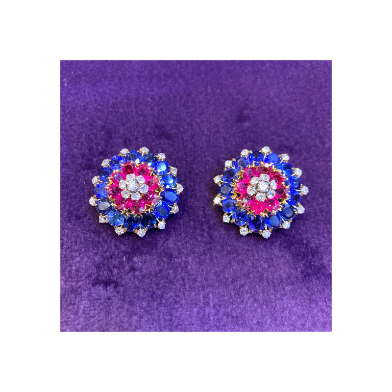 Van Cleef & Arpels Sapphire Ruby & Diamond Earrings