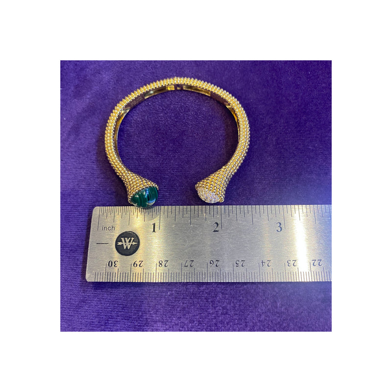 Van Cleef & Arpels Malachite & Diamond Perlee Couleurs Bracelet