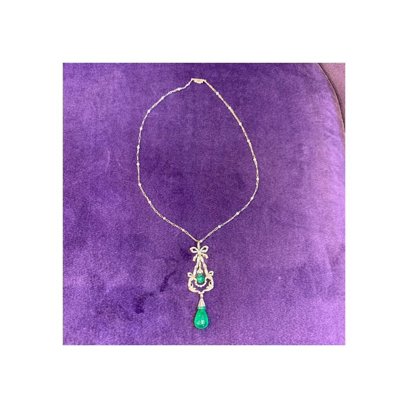 Emerald Drop Pendant Necklace