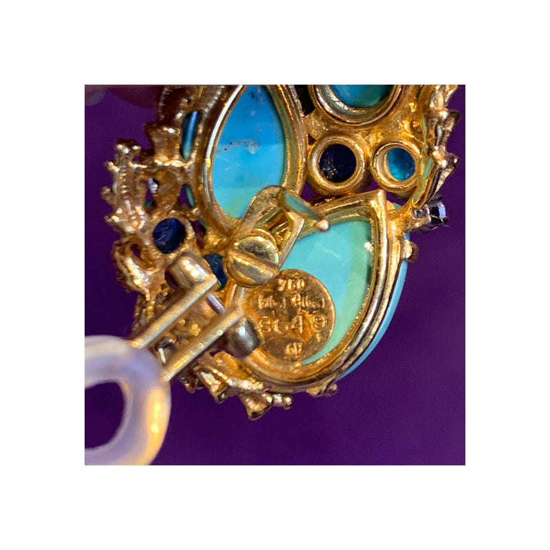 Gilbert Albert Turquoise & Diamond Necklace & Earrings