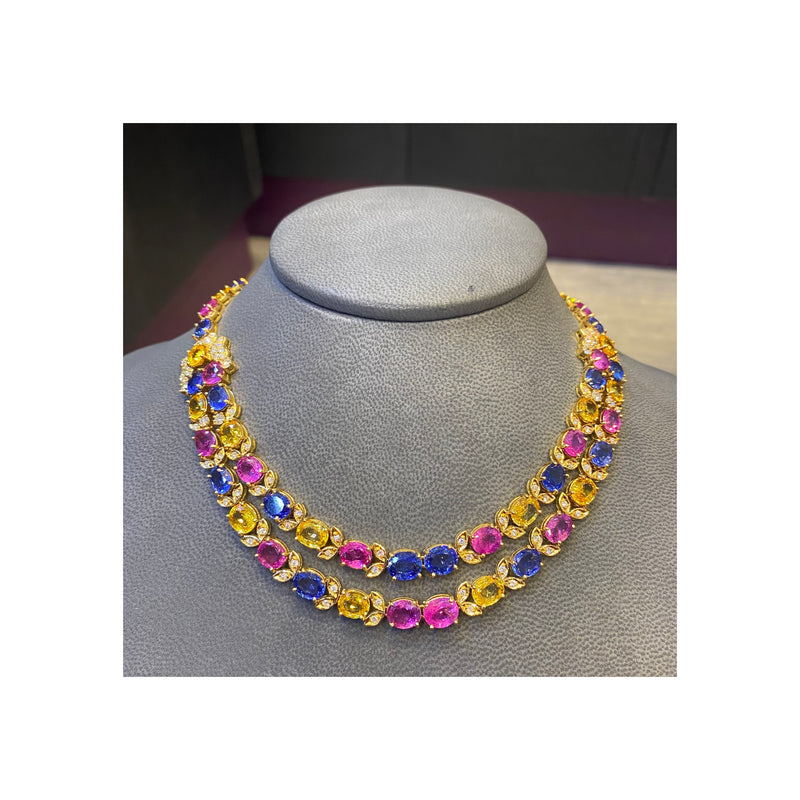 2.2ct. Multi-Color Sapphire Necklace (Ruby & White Diamond) — Kay's Fine  Jewelry