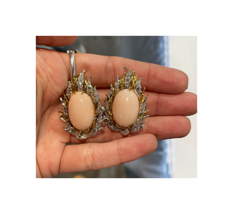 Buccellati Angel Skin Coral & Diamond Earrings