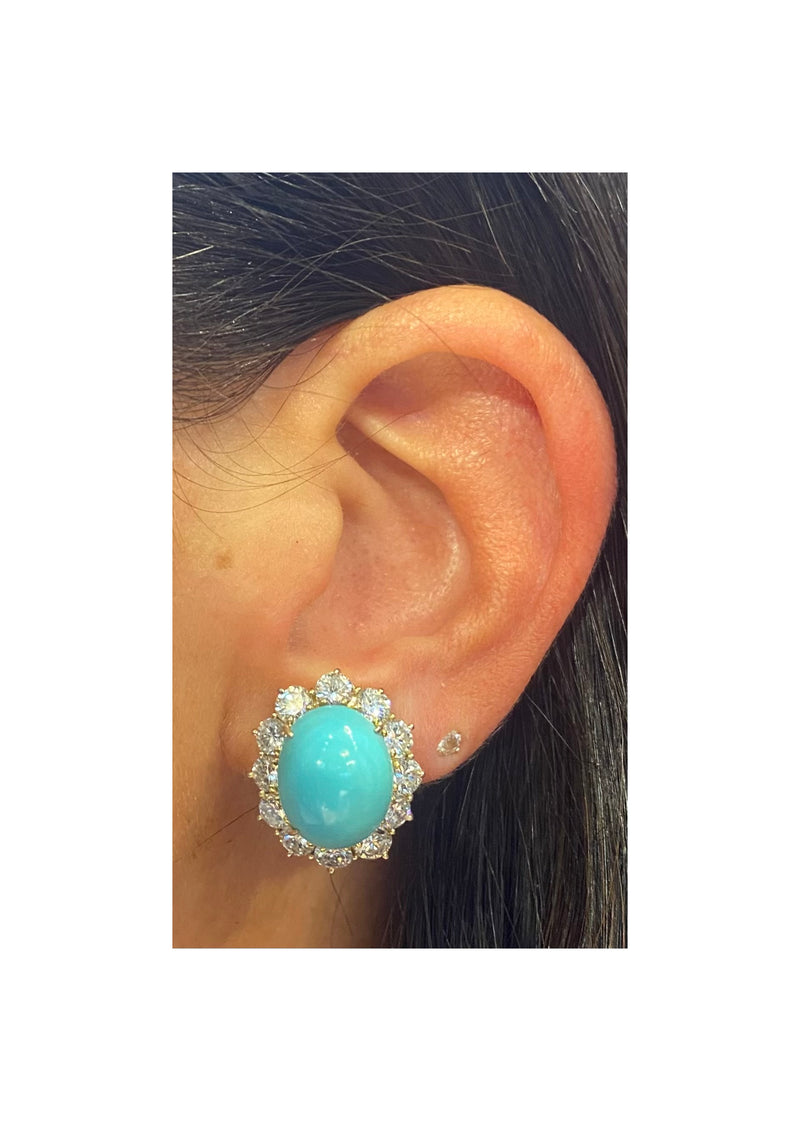 Van Cleef & Arpels Turquoise & Diamond Day & Night Earrings