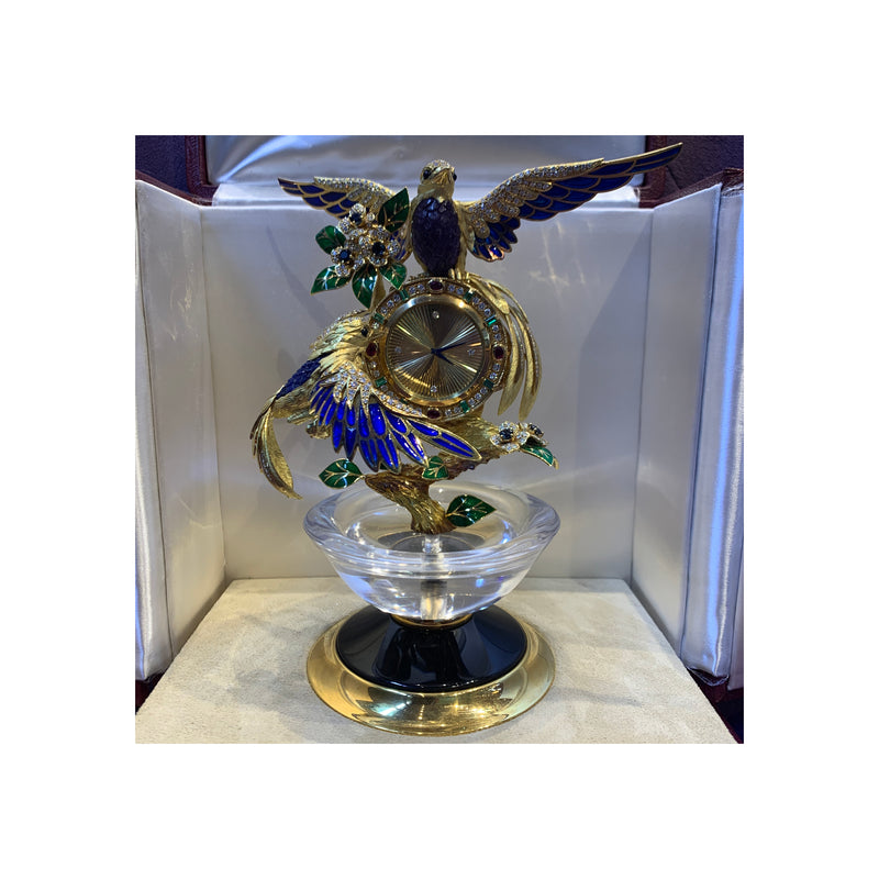 Asprey Gem Set Gold Bird Clock