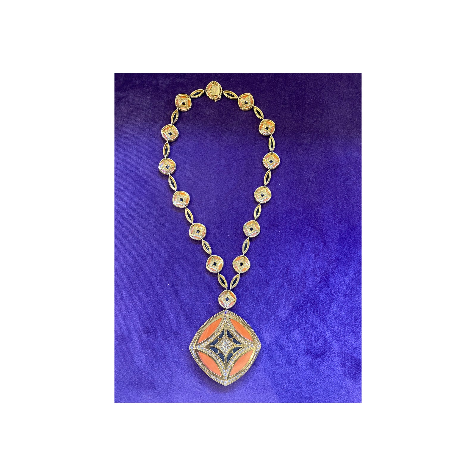 Kutchinsky Coral, Diamond & Onyx Pendant Necklace – Joseph Saidian 