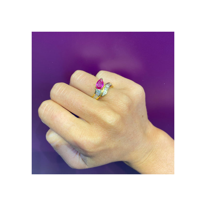 Pear Shape Ruby & Diamond Cocktail Ring
