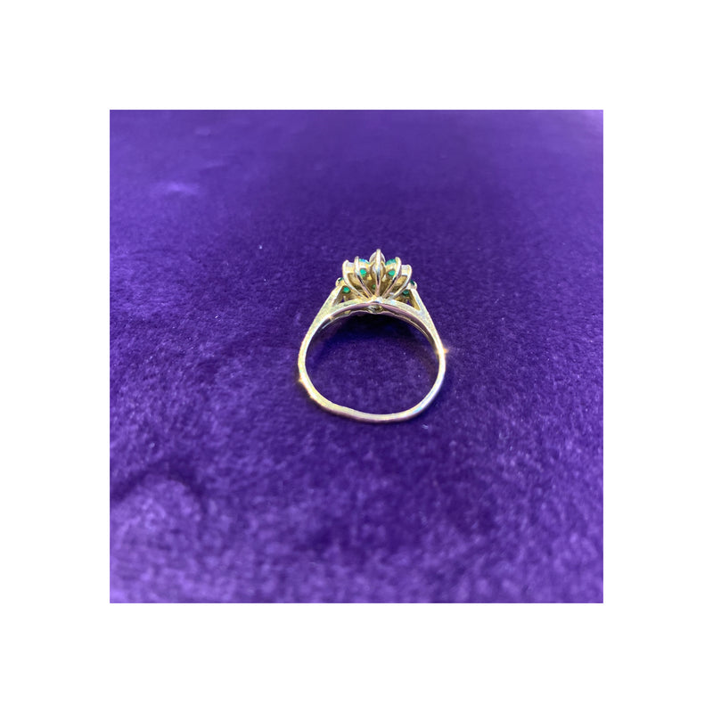 Diamond & Emerald Flower Ring