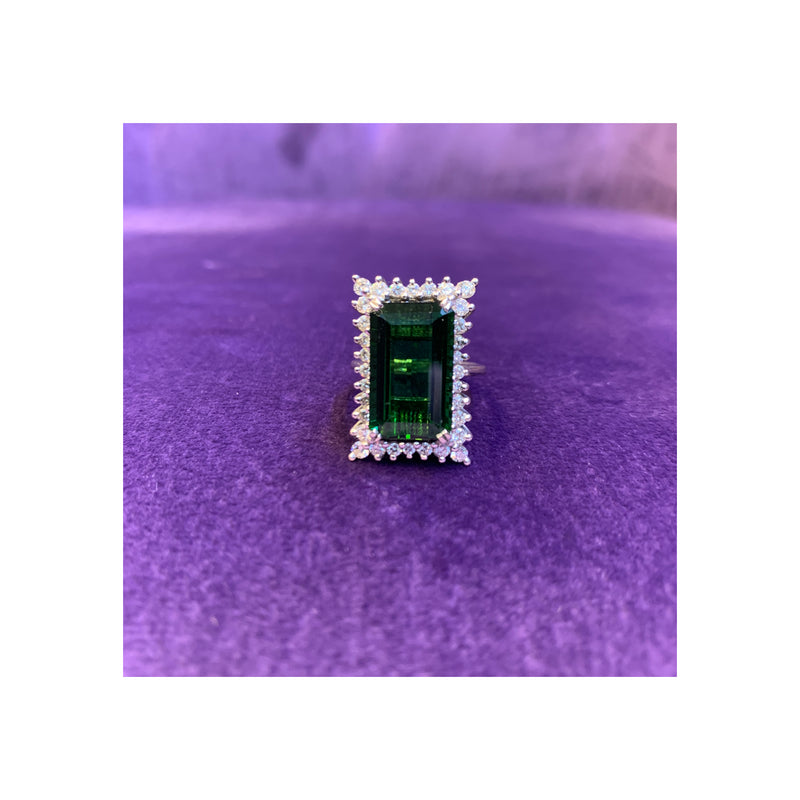 Green Tourmaline & Diamond Cocktail Ring