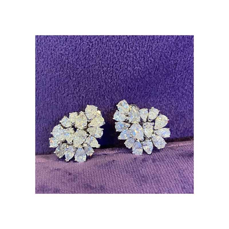 Pear Shape Diamond Cluster Earrings