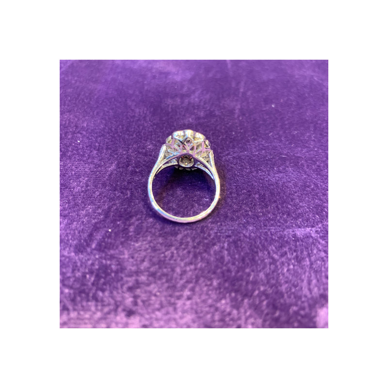 Oval Cut Rubellite & Diamond Flower Ring
