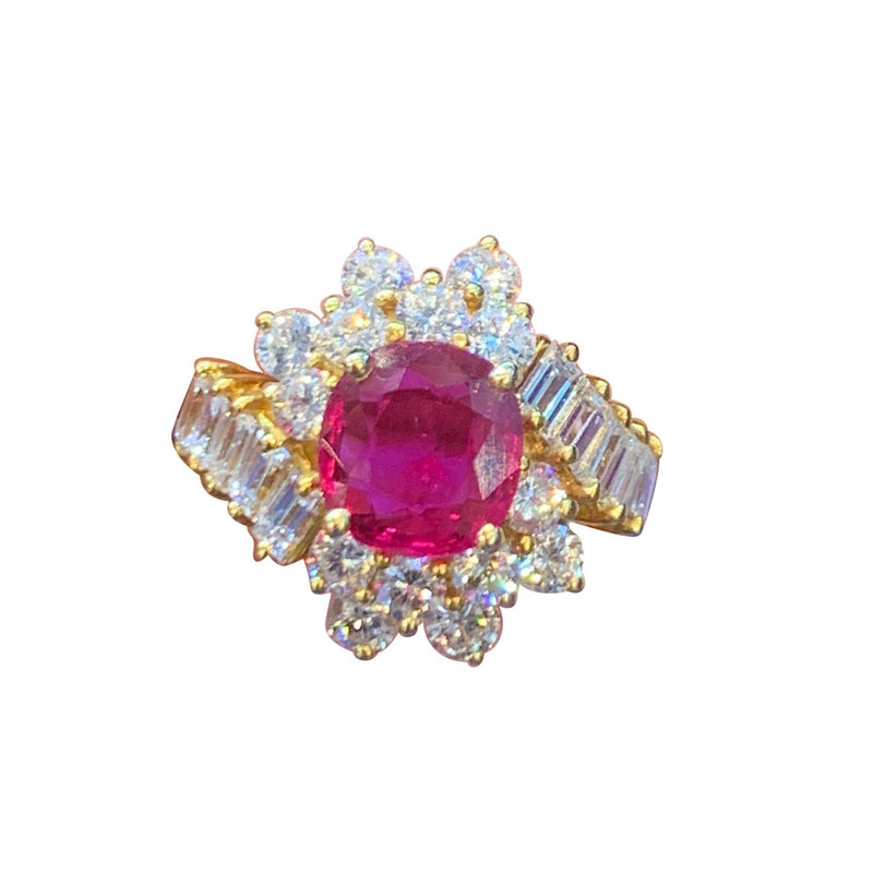 Certified Ruby and Diamond Cocktail Ring