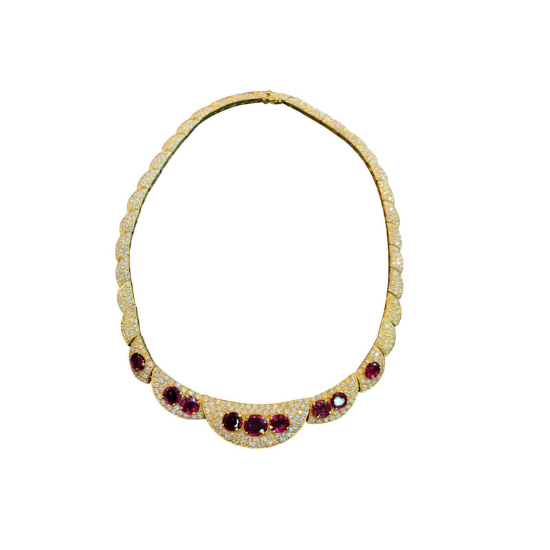 Ruby and Diamond Gold Necklace