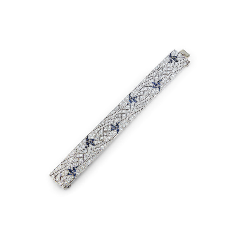 Art Deco Diamond and Synthetic Sapphire Bracelet