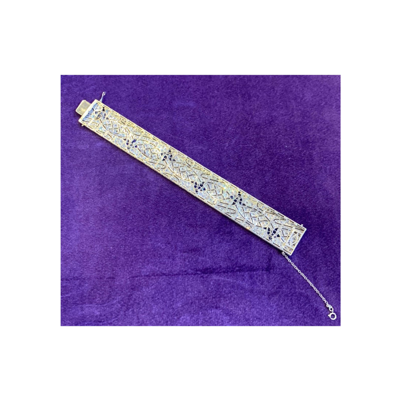 Art Deco Diamond and Synthetic Sapphire Bracelet