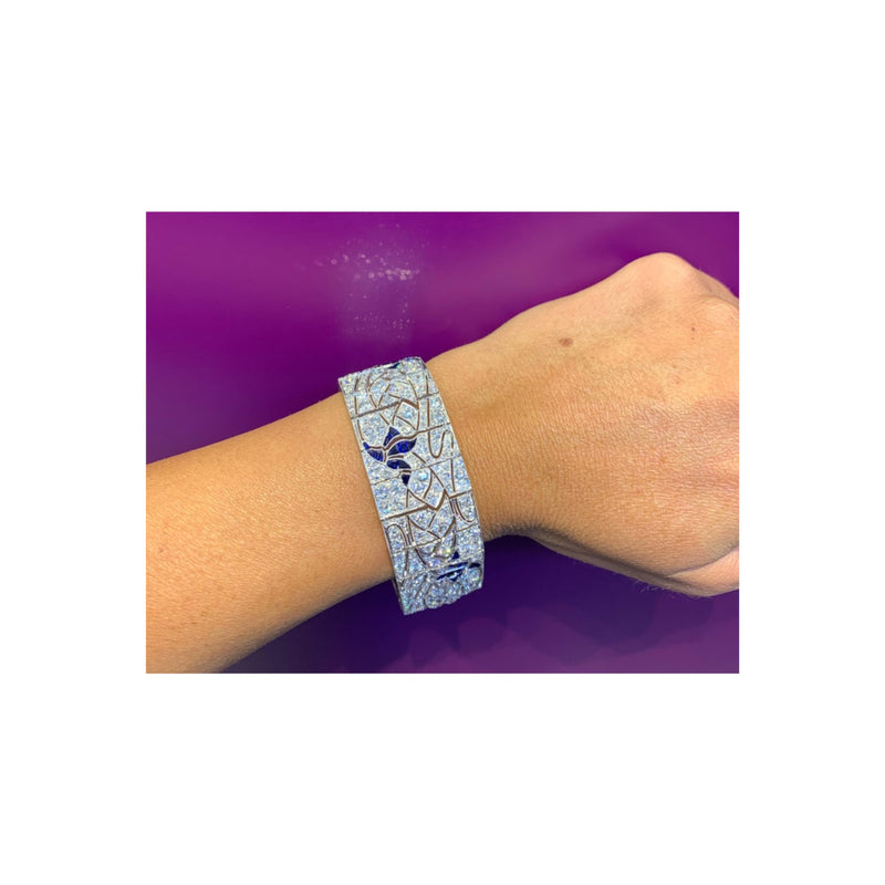 Art Deco Diamond and Synthetic Sapphire Bracelet